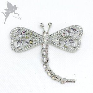 VINTAGE 1980s Dragonfly Rhinestone Pin